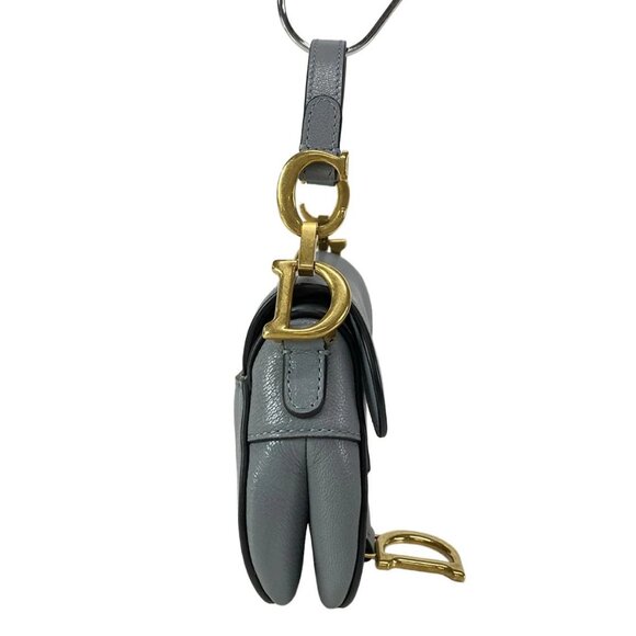 Auth DIOR/ChristianDior Saddle Microbag - Cloud Blue Leather Handbag - Picture 4 of 16